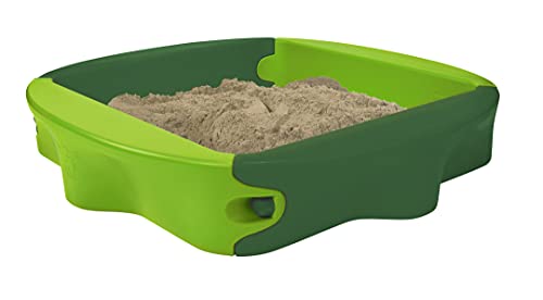 BIG-Sandy mit Hard-Cover - Sandkasten mit bespielbarer Abdeckung, bequeme Sitzfläche, UV-stabilem und wetterfestem Kunststoff, 138 x 138 cm, für Kinder ab 1 Jahr, hellgrün/dunkelgrün von BIG Spielwarenfabrik