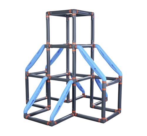 Big Kraxxl The Tower Kletterturm - Klettergerüst Outdoor für Kinder von 3-7 Jahre (max. 100 kg) - Spielturm zum Klettern auf 3 Etagen mit innovativem klick-System, 140 x 140 x 140 cm von BIG Spielwarenfabrik