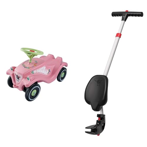 Big-Bobby-Car Classic Flower - Kinderfahrzeug mit Blumenaufklebern für Jungen und Mädchen & ge - 4-Fach höhenverstellbare Schiebestange von BIG Spielwarenfabrik