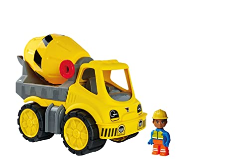 BIG-Power-Worker Zementmischer + Figur - Spielzeug Auto ideal für Unterwegs, Reifen aus Softmaterial, beweglicher Zementtank, inklusive Figur, für Kinder ab 2 Jahren von BIG Spielwarenfabrik