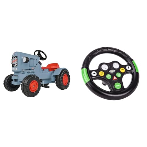 BIG - Traktor Eicher Diesel ED 16 - Trettraktor mit 3-Stufen Sitzverstellung, ab 3 Jahren & BIG - Traktor-Sound-Wheel - Lenkrad mit verschiedenen Traktor-Sounds, ab 1 Jahr von BIG Spielwarenfabrik