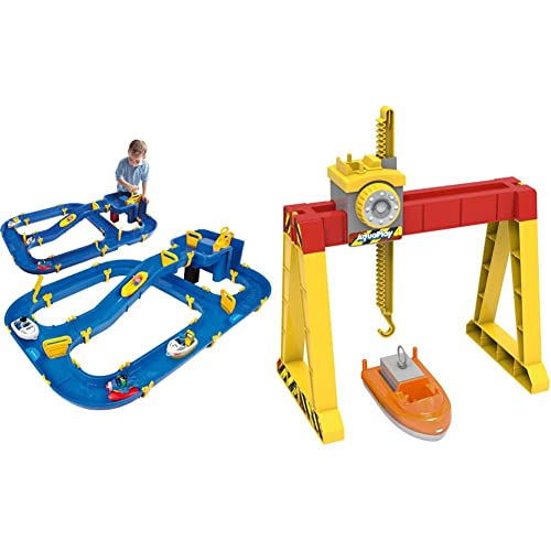 Big - Waterplay Niagara - Wasserbahn blau, 130 x 90 x 22cm große Bahn, ab 3 Jahren & AquaPlay 8700000124 - Container Crane Set - Erweiterungsset für AquaPlay Wasserbahnen,ab 3 Jahren von BIG Spielwarenfabrik