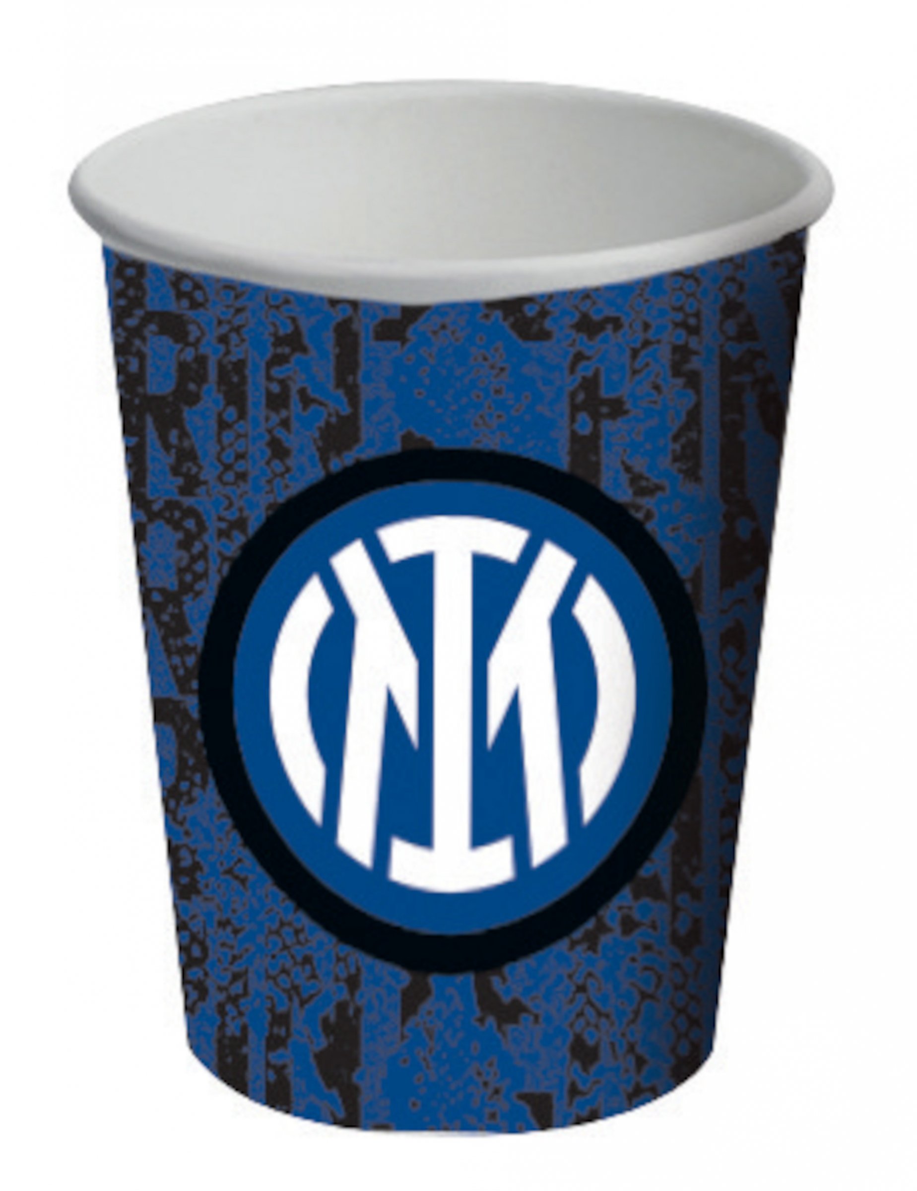 Inter Mailand-Pappbecher Trinkbecher Tischdeko 8 Stück schwarz-blau-weiss 266 ml von BIGIEMME SRL