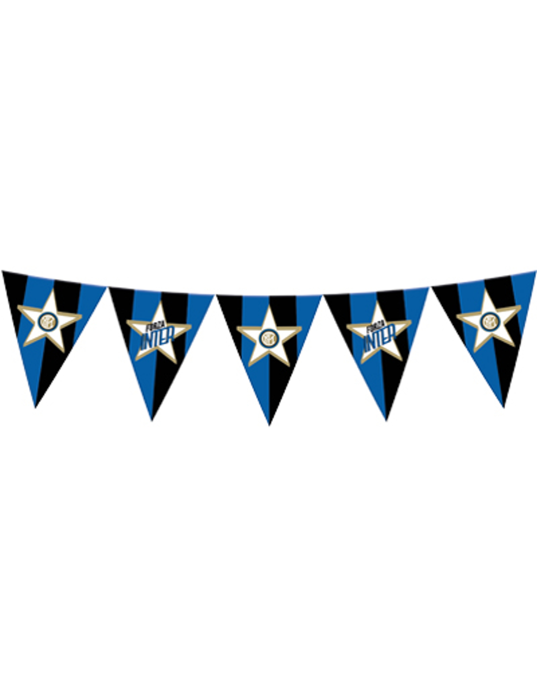 Inter Mailand-Wimpelgirlande Partydeko schwarz-blau-weiss 365 cm von BIGIEMME SRL