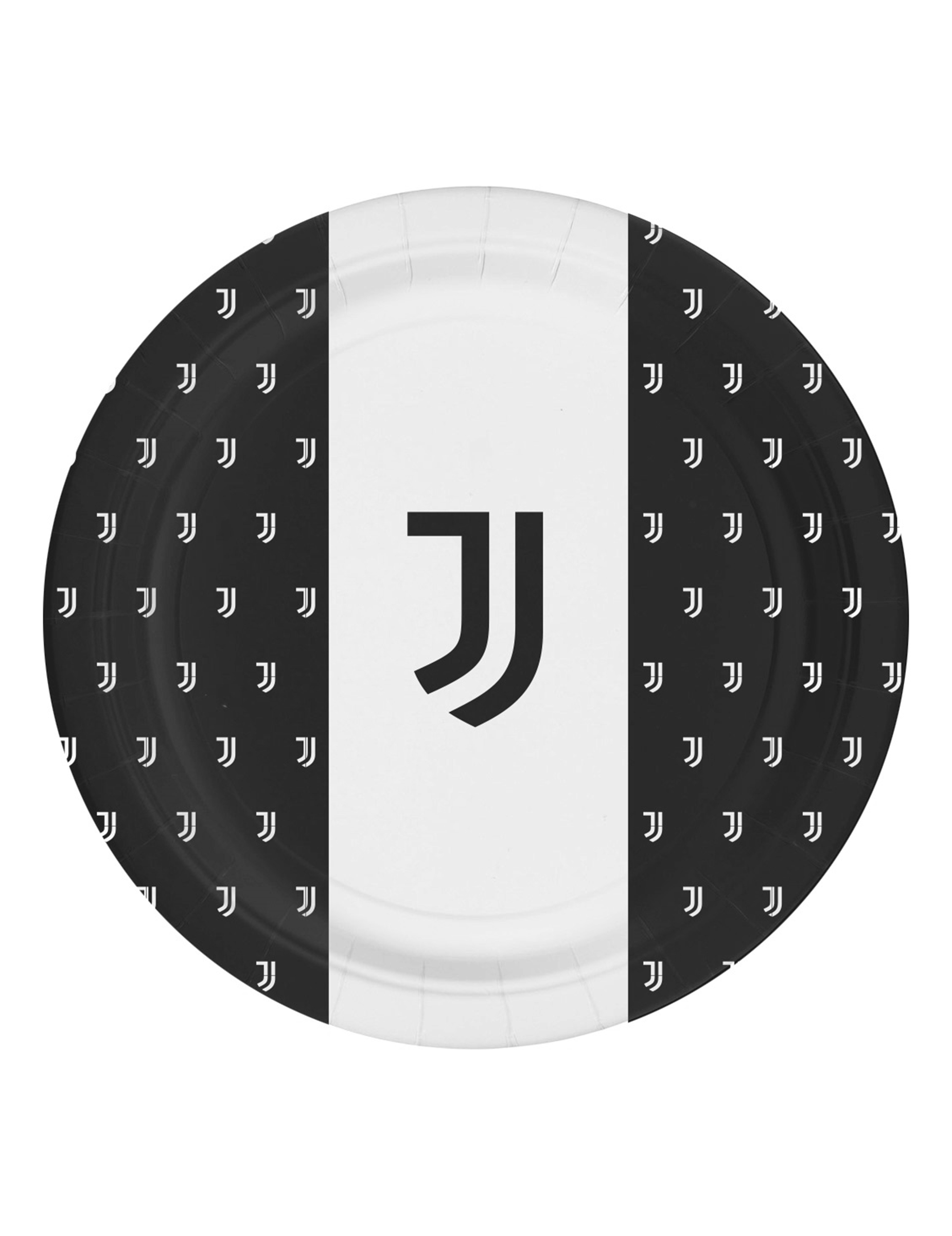 Juventus-Papierteller Tischdeko 8 Stück schwarz-weiss 23cm von BIGIEMME SRL