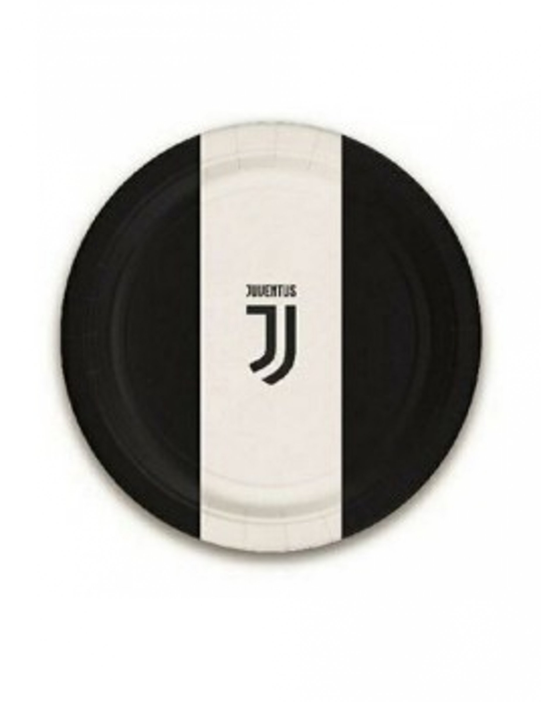 Juventus-Pappteller klein Tischdeko 8 Stück schwarz-weiss 18cm von BIGIEMME SRL