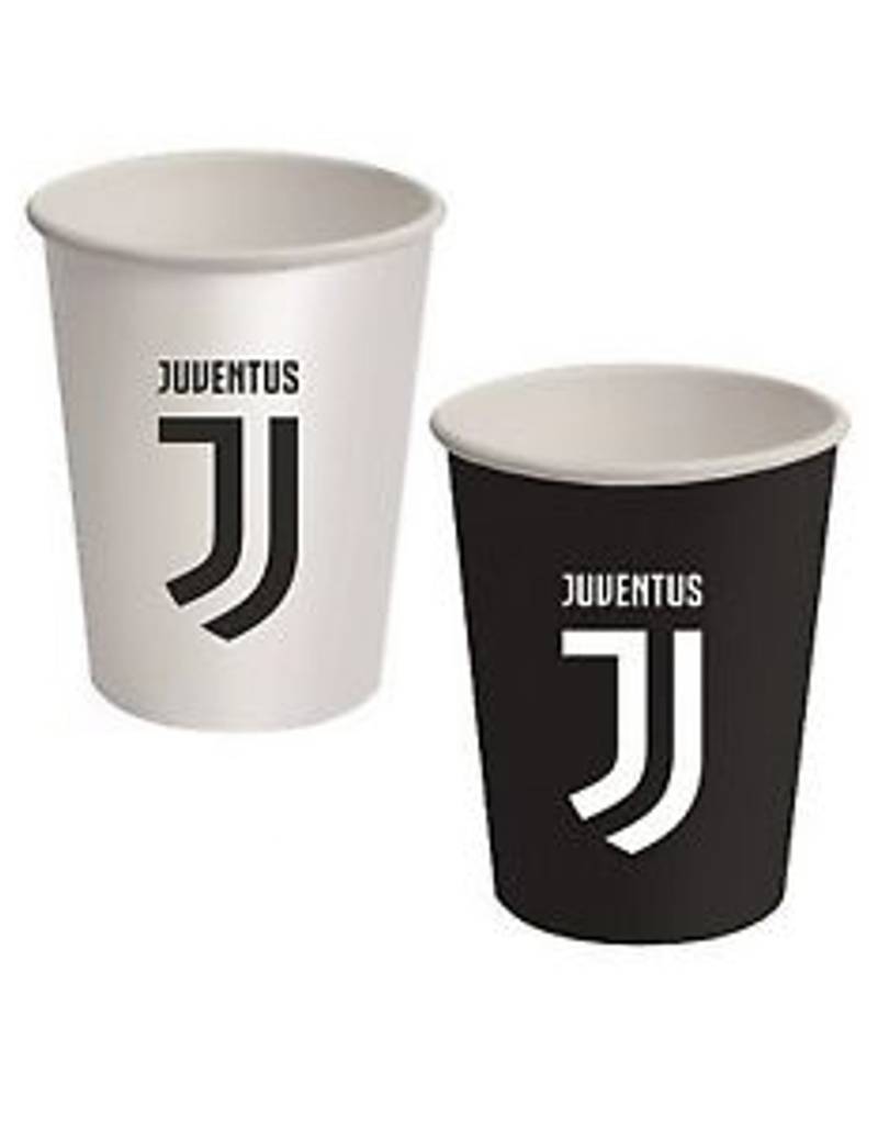 Juventus-Trinkbecher 8 Stück schwarz-weiss 250 ml von BIGIEMME SRL