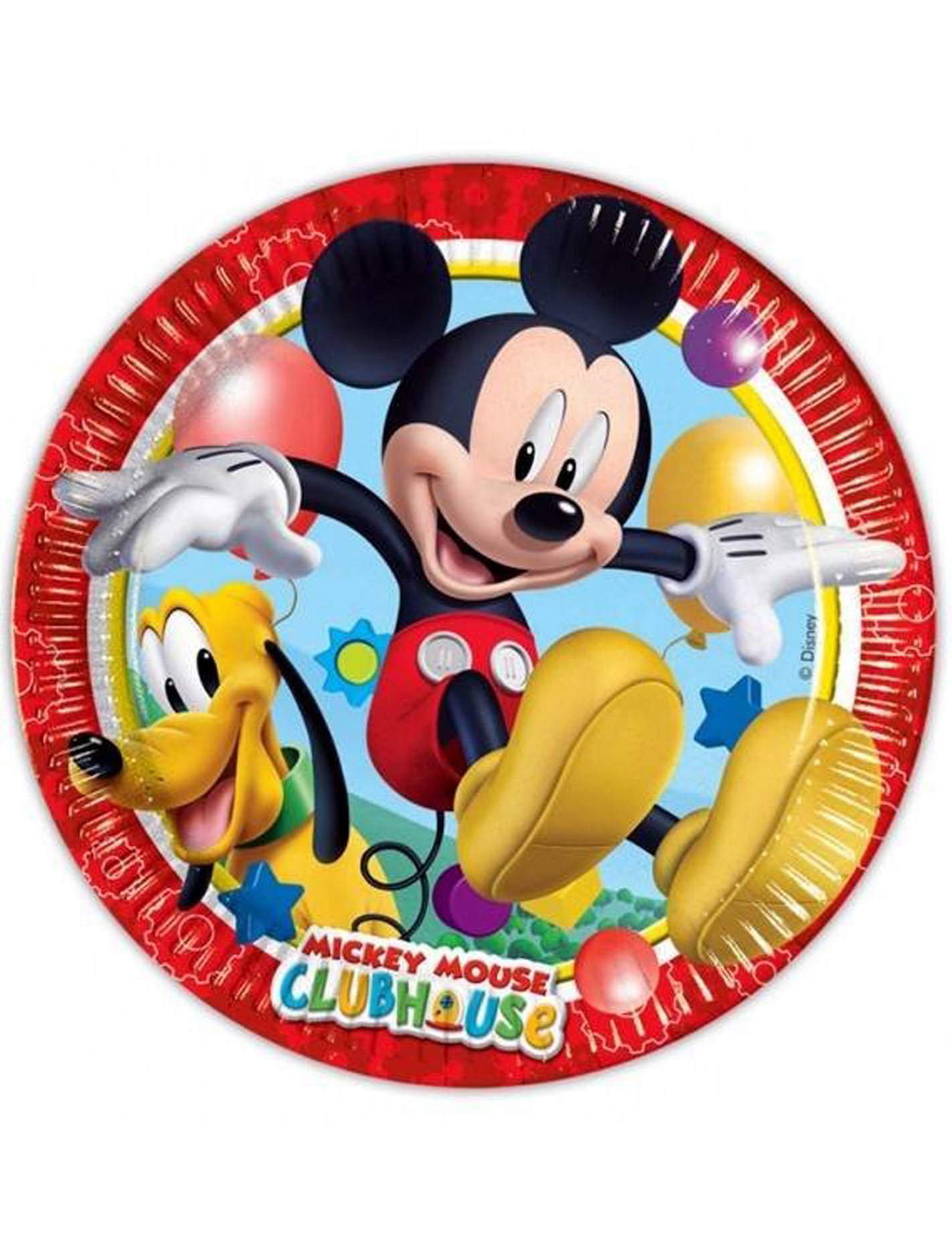 Mickey Mouse Partyteller mit Micky und Pluto Disney-Lizenzartikel 8 Stück bunt 23cm von BIGIEMME SRL