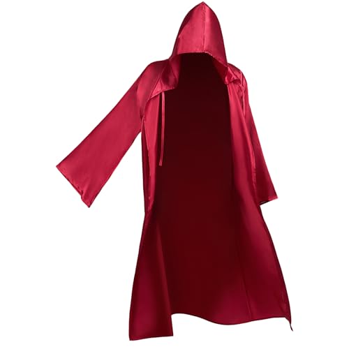 BIGLUFU Umhang mit Kapuze Halloween Umhang Karneval Kostüm Hoodies Robe Cosplay Cape Kostüme für Erwachsene Halloween Karneval Hexe Vampir Ritter (Rot, L) von BIGLUFU