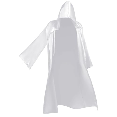 BIGLUFU Umhang mit Kapuze Halloween Umhang Karneval Kostüm Hoodies Robe Cosplay Cape Kostüme für Erwachsene Halloween Karneval Hexe Vampir Ritter (Weiß, L) von BIGLUFU