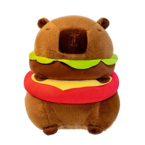 Capybara-Plüschtiere | Burger Capybara Plüschtier | Umarmbares Tier-Stofftier, Raumdekor-Stofffigur für Kinder, Erwachsene von BIGUD