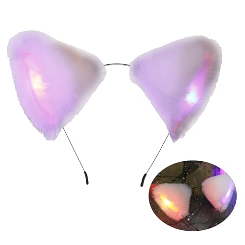 BIGULA Leuchtender Ohr-Haarreif für Damen, Rollenspiel, Animes, Dienstmädchen, Kostüm, Mädchen, Cosplay-Kopfschmuck von BIGULA