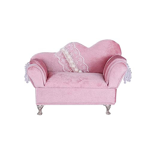 BIGULA Schmuckkästchen für Sofa, Samt, Mini-Möbelform, niedliche Ohrringe, Halskettenhalter, Puppenhaus-Zubehör, Schreibtisch-Dekoration, Behälter für Frauen, rosa Schmuck, Ohrringe, Armband von BIGULA