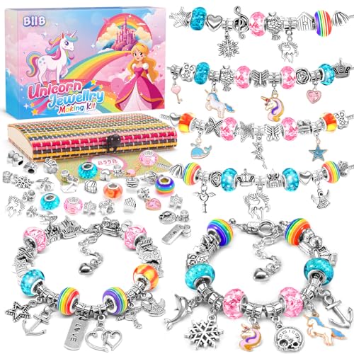 BIIB Einhorn Geschenk für Mädchen, Armbänder Selber Machen Bastelset Kinder ab 6 Jahre, Adventskalender Mädchen Kinder Teenager Mädchen Geschenke 5-12 Jahre, Geburtstagsgeschenk, Weihnachtsgeschenke von BIIB