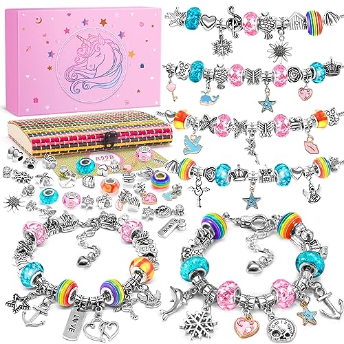 BIIB Einhorn Geschenk für Mädchen, Armbänder Selber Machen Bastelset Kinder ab 6 Jahre, Adventskalender Füllung Kinder Teenager Mädchen Geschenke 5-12 Jahre, Geburtstagsgeschenk, Weihnachtsgeschenke von BIIB