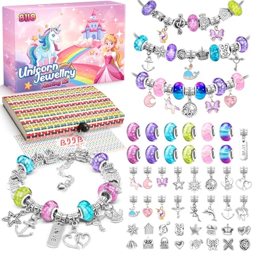 BIIB Einhorn Geschenke für Mädchen, Armbänder Selber Machen Bastelset Kinder ab 6 Jahre, Schmuck Basteln Mädchen Spielzeug 5 6 7 8 9 10 Jahre Kinder Adventskalender Mädchen Geschenke 5-12 Jahre von BIIB