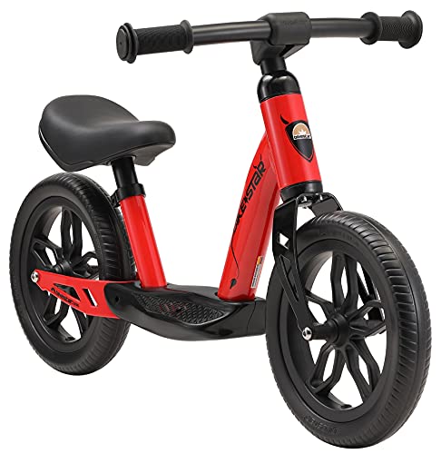 BIKESTAR Extra leichtes Kinder Laufrad mit Trittbrett für Jungen, Mädchen ab 2-3 Jahre | 10 Zoll Lauflernrad Eco Classic | Rot von BIKESTAR