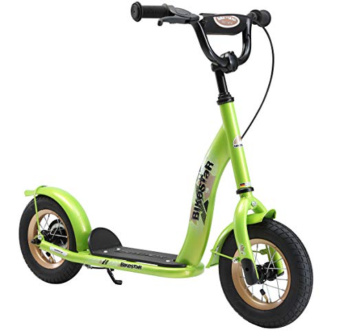 BIKESTAR Roller Kinderroller Tretroller Kickscooter mit Luftreifen für Jungen und Mädchen ab 4-5 Jahre | 10 Zoll Classic Kinder Scooter | Grün | Risikofrei Testen von STAR SCOOTER