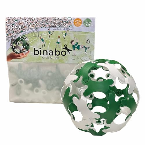 BINABO Click & Kick - Konstruktionsspielzeug Fußball-Set | Bauen deinen eigenen Ball | Kreatives Spiel für Fans | Flexibel, Robust & Öko-Freundlich | Ideal für Freestyle-Tricks (grün-weiß) von BINABO