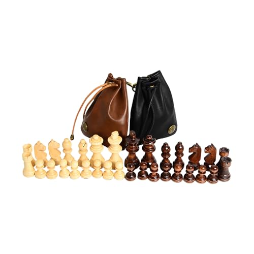 32 Stück Schachfiguren aus Holz, internationales Schachfiguren, Turnier, Holzschachfiguren, handgeschnitzt, mit Tasche von BINGGA