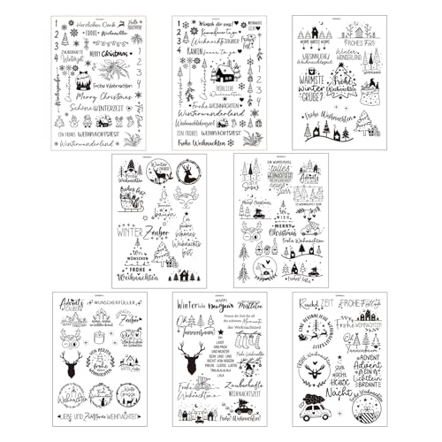 8Pcs Christmas Blessing Words Sticker German Blessings Water Sticker For Christmas Decoration von BINGGA