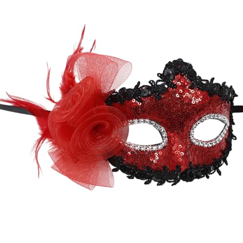 BINGGA Pailletten-Dekoration, Maskerade, gefiedert, Halloween, Cosplay, Party, Auge für Frauen, Maskerade, Halloween von BINGGA