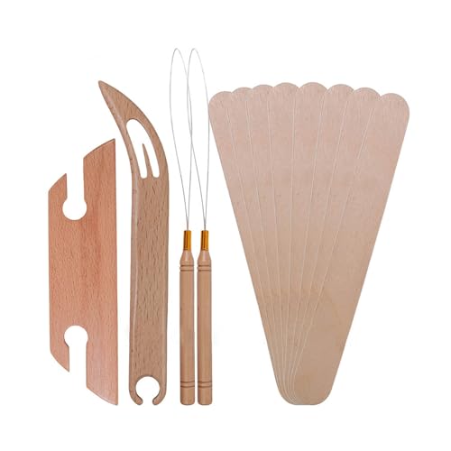 Inkle Weaving Shuttle Set Wooden Handle Needle Threader Practical Knitting Tool Weaving Tool For Weaving Enthusiasts von BINGGA