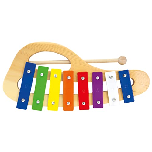 Bino world of toys Xylophon, Spielzeug für Kinder ab 3 Jahre (Musikinstrument für Kinder, Xylophon aus Holz & Metall, 8 Töne, mit Klangplatten in Regenbogenfarben und einem Klöppel), Mehrfarbig von Bino world of toys