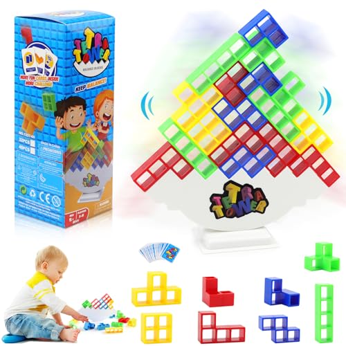 Tetris Spiel Tetra Tower Game Kinder Spiel Balancespiel für Kinder Erwachsene Turmspiel Stapelspiel 40 Blöcke Balance Team Turm Spiele Terrasse Tower Spiel für Jungen Mädchen ab Jahre 3+ von BINYI