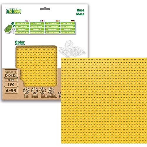 BIOBUDDI Grundplatte Bauplatte Gelb Sonnengelb 32 x 32 Noppen (25x25cm), 100% kompatibel mit Lego & duplo, klimaneutral hergestellt in EU (Niederlande), 97% Bioplastik, BB-0095 von BIOBUDDI