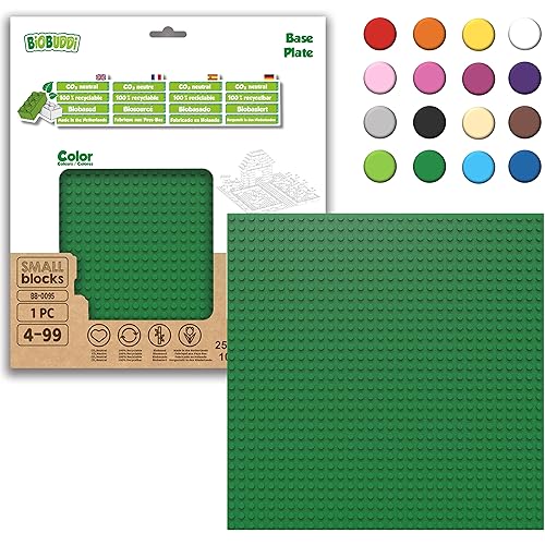 BIOBUDDI Grundplatte Bauplatte Grün Dunkelgrün Waldgrün 32 x 32 Noppen (25x25cm), 100% kompatibel mit Lego & duplo, klimaneutral hergestellt in EU (Niederlande), 97% Bioplastik, BB-0095 von BIOBUDDI