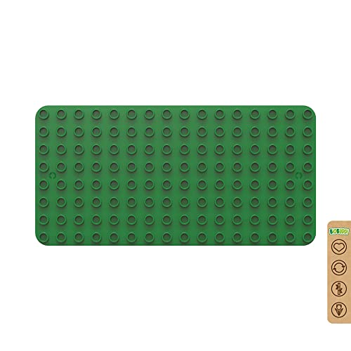 BIOBUDDI Grundplatte Bauplatte Grün Dunkelgrün Waldgrün 16 x 8 Noppen (25x12,5cm), 100% kompatibel mit Lego & duplo, klimaneutral hergestellt in EU (Niederlande), 97% Bioplastik, BB-0017 von BIOBUDDI