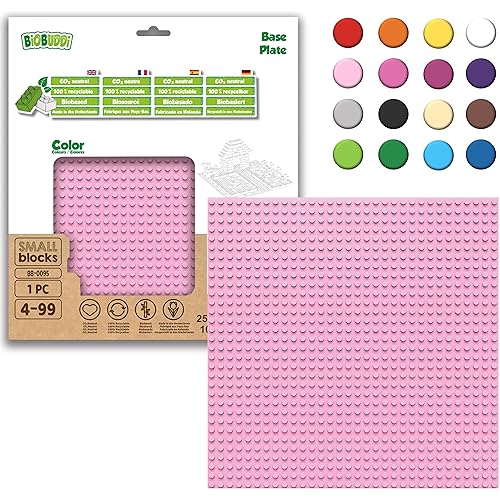 BIOBUDDI Grundplatte Bauplatte Pink Hell Rosa Flamingo 32 x 32 Noppen (25x25cm), 100% kompatibel mit LEGO & duplo, klimaneutral hergestellt in EU (Niederlande), 97% Bioplastik, BB-0095 von BIOBUDDI