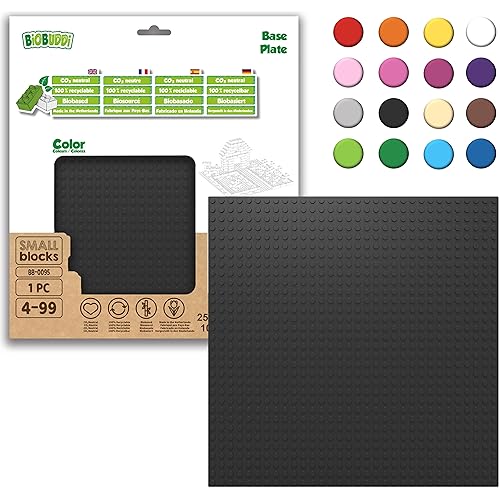 BIOBUDDI Grundplatte Bauplatte Schwarz 32 x 32 Noppen (25x25cm), 100% kompatibel mit Lego & duplo, klimaneutral hergestellt in EU (Niederlande), 97% Bioplastik, BB-0095 von BIOBUDDI