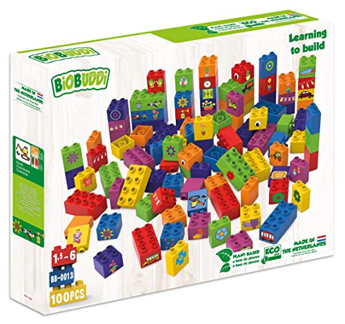 BiOBUDDi - Bio-Bausteine Starter-Set, 100 Stück - Bauklötze Spielsteine Kindergarten von BIOBUDDI
