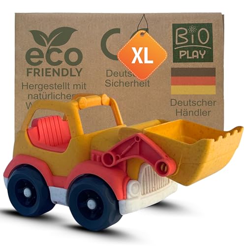 BIOPLAY® Bulldozer | Bio Kunststoff | Nachhaltiges Spielzeug ab 1 Jahr für Jungen und Mädchen | Indoor und Outdoor Planierraupe | Schubraupe | Räumfahrzeug von BIOPLAY