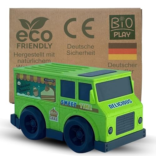 BIOPLAY® Food Truck grün | Bio Kunststoff | Nachhaltiges Spielzeug ab 1 Jahr für Jungen und Mädchen | Indoor und Outdoor | Auto für Kinder ab 1 Jahr von BIOPLAY