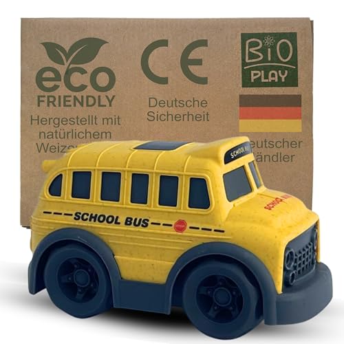 BIOPLAY® Gelber Schulbus | Bio Kunststoff | Nachhaltige Spielautos ab 1 Jahr für Jungen und Mädchen | Indoor und Outdoor von BIOPLAY