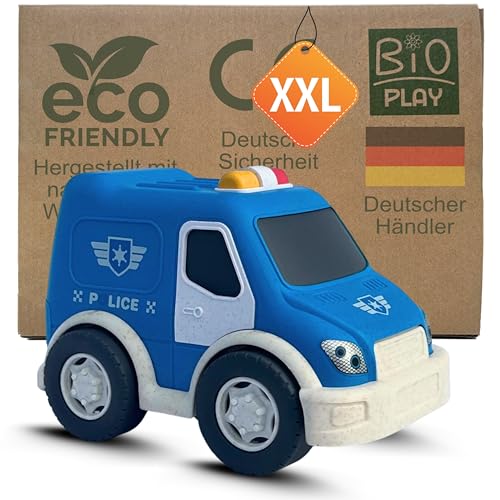 BIOPLAY® XXL-Polizeiauto | Bio Kunststoff | Nachhaltiges Spielzeug ab 18 Monate für Jungen und Mädchen | Indoor und Outdoor | Polizeiwagen | Polizei | Polizeifahrzeug von BIOPLAY