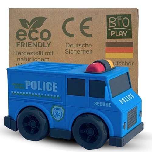 BIOPLAY® Polizeiauto blau | Bio Kunststoff | Nachhaltiges Spielzeug für Jungen und Mädchen | Indoor und Outdoor | Auto für Kinder ab 2 Jahre von BIOPLAY