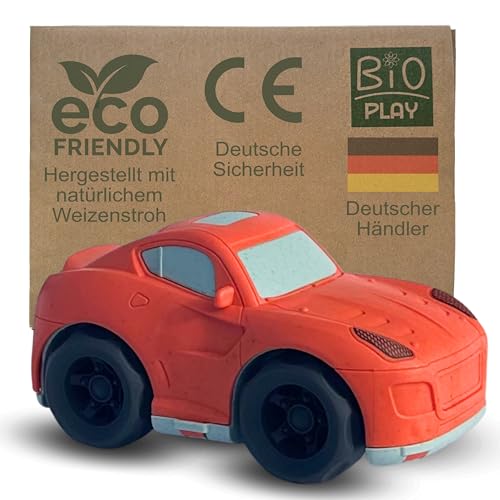 BIOPLAY® Rotes Rennauto Scuderia-Style | Bio Kunststoff | Nachhaltiges Spielzeug ab 18 Monate für Jungen und Mädchen | Indoor und Outdoor | Spielauto ab 1 Jahr von BIOPLAY