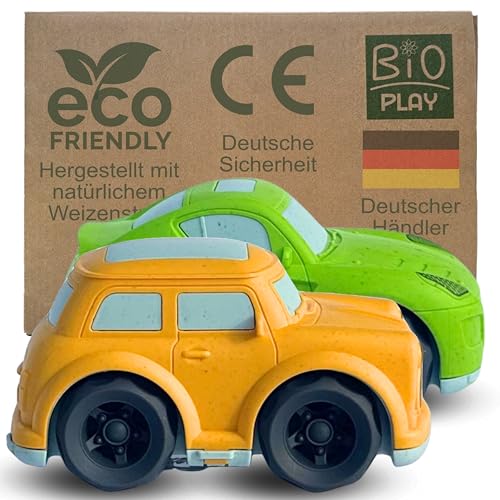 BIOPLAY® Spielauto 2-er Set Style Mini&Porsche | Bio Kunststoff | Nachhaltiges Spielzeug ab 1 Jahr für Jungen und Mädchen | Indoor und Outdoor | Auto Spielzeug 1 Jahr von BIOPLAY