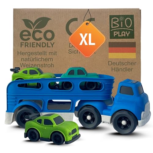 BIOPLAY® Spielzeug XXL Autotransporter aus nachhaltigem Bio-Kunststoff | für Jungen und Mädchen | Kinderspielzeug 18 Monate | Sandspielzeug Autos ab 1 Jahr von BIOPLAY