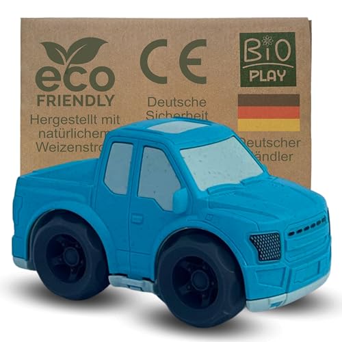 BIOPLAY® Spielzeugauto Pickup blau | Bio Kunststoff | Nachhaltiges Spielzeug ab 18 Monate für Jungen und Mädchen | Indoor und Outdoor von BIOPLAY