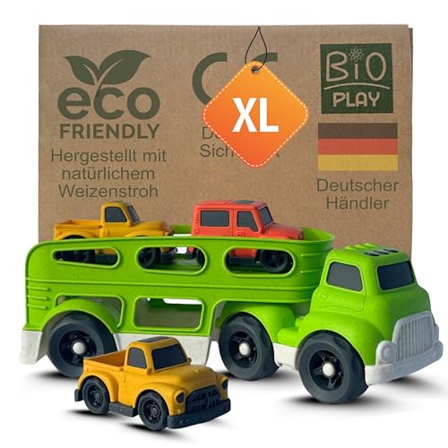 BIOPLAY® XXL Autotransporter | Bio Kunststoff | Für Kinderzimmer und Draußen | Spielzeugautos ab 1 Jahr | Sandspielzeug ab 1 Jahr für Jungen und Mädchen | Auto ab 1 Jahr von BIOPLAY