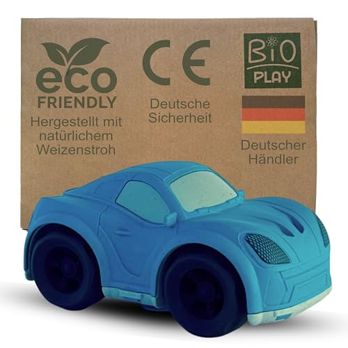 BIOPLAY® Spielzeugrennauto blau | Bio Kunststoff | Nachhaltiges Spielzeug ab 18 Monate für Jungen und Mädchen | Indoor und Outdoor von BIOPLAY