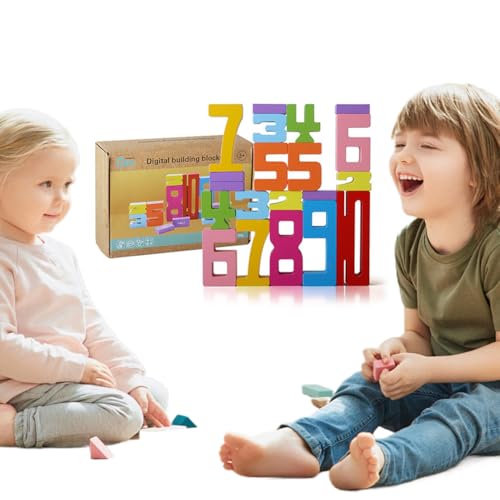 BIOSA 10/20 PCs Holznummer Bausteine, Montessori-Zahlblöcke for 3+ Jahre alte Kinder, 1-10 Balance-Holznummernblöcke, Ziffernblöcke, Sensorungsnummernblöcke for Jungen Mädchen von BIOSA