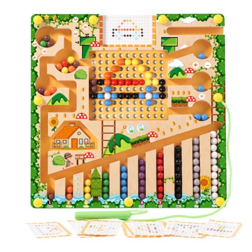 BIOSA 4-in-1 magnetisches Farbzahl-Labyrinth aus Holz, magnetische Farbsortierung, Zählbrett, Spielzeug, Vorschul-Lernaktivitäten, Puzzle-Spielzeug für Jungen und Mädchen im Alter von 3–12 J von BIOSA