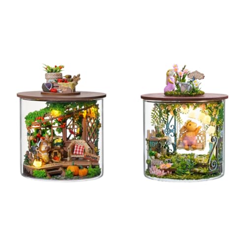 BIOSA DIY Miniatur Haus Puppenhaus Kit, 3D Puzzle Ostern kreative Miniatur Raummodelle, DIY Holz Traum Ostern Flasche Kit mit Staubabdeckung, Ostern Kaninchen Miniatur Haus Geschenk von BIOSA