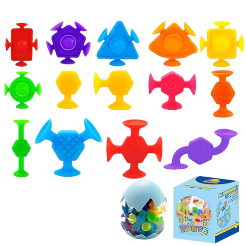 BIOSA Saugnapf-Spielzeug, Montessori, sensorisches Spielzeug, pädagogisches Badewannenspielzeug, interaktives Saugnapf-Bauspielzeug für Jungen und Mädchen im Alter von 3–6 Jahren von BIOSA